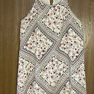 Blue Rain Rayon White and Red Sheath Midi Dress Sleeveless Halter Casual